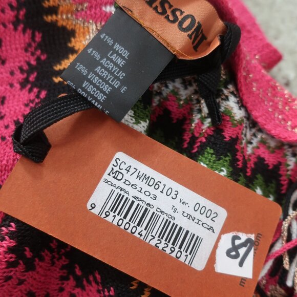 NWT Womens Missoni Multicolor Wool Blend Fringed Wrap Scarf Shawl OS - Picture 11 of 11